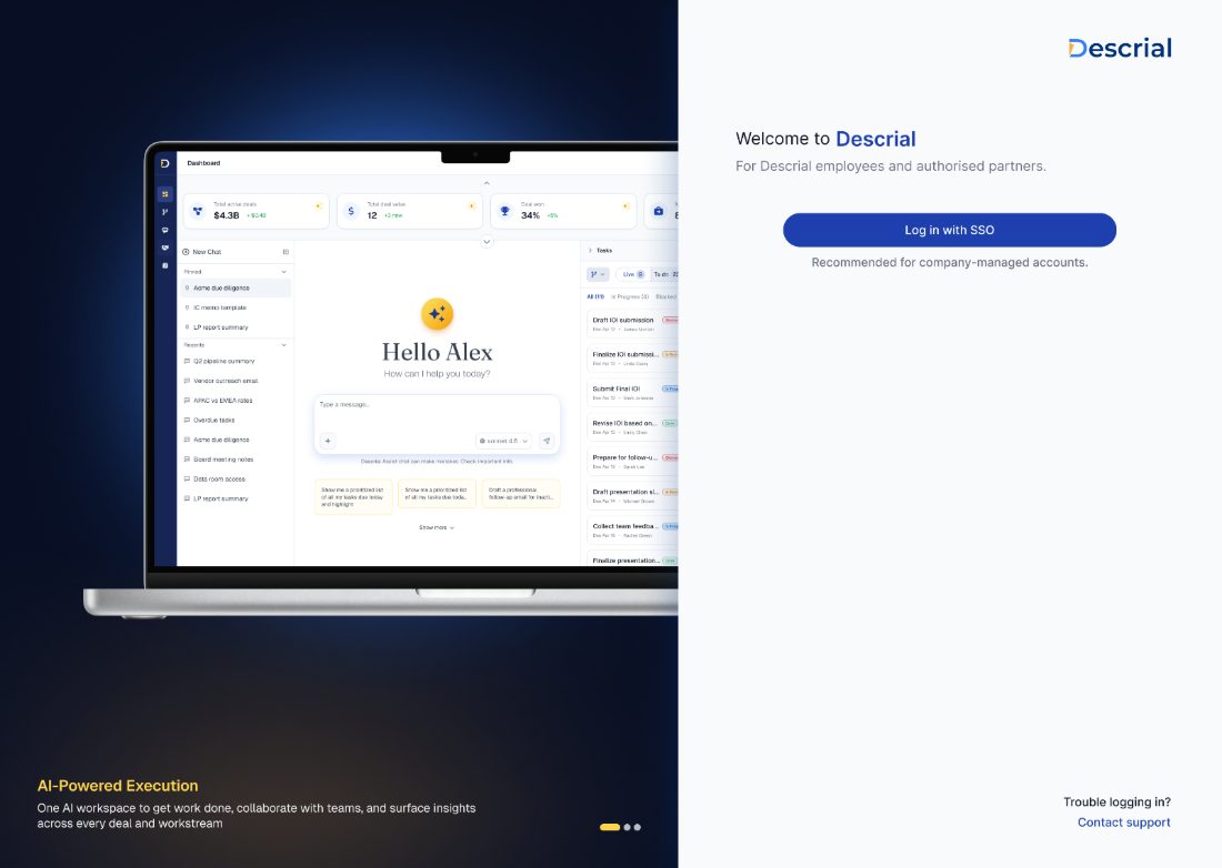Descrial OS sign-in screen